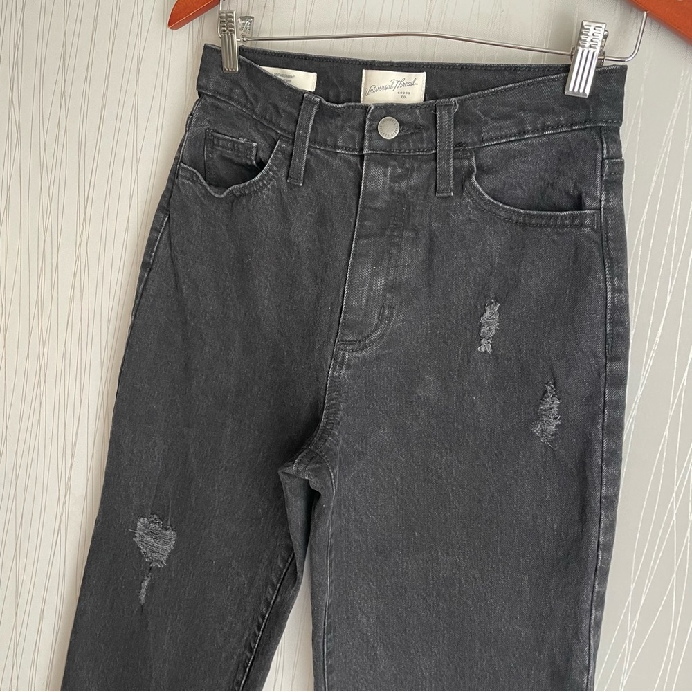 Women's High-Rise Vintage Straight Jeans - Universal Thread Black 2/26 - Picture 6 of 11